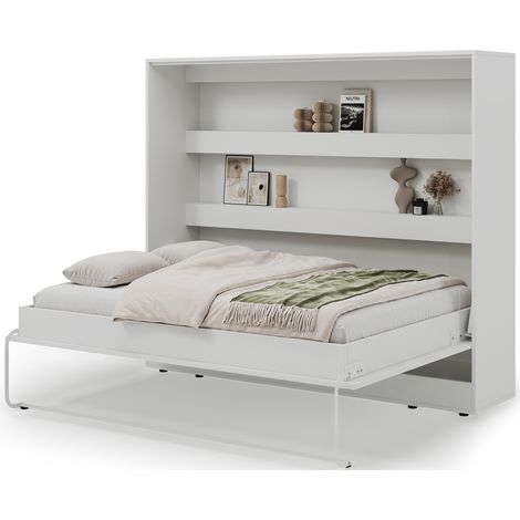Lit escamotable 160x200 horizontal sommier inclus Devon Blanc (1/5)