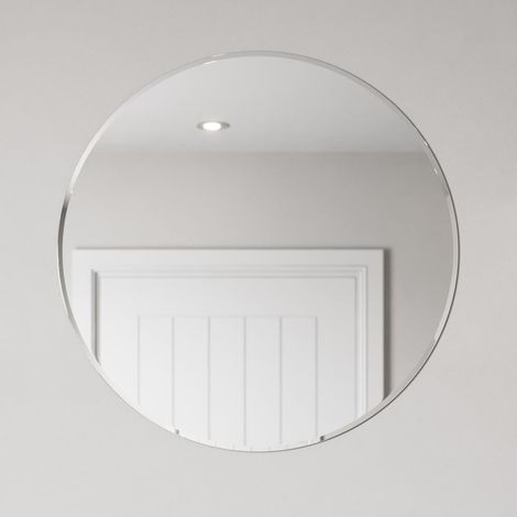 Round Bevelled Edge Bathroom Mirror 600x600mm Wall Mounted Glass Modern Large (1/5)