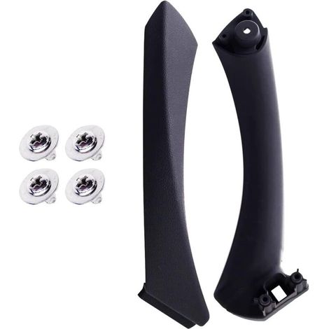 (Droit Noir)Poignées de Porte Droites Noires et Couvercle de Poignée de Porte Extérieure pour BMW E90 E91 (2005-2011), Kit de Remplacement de Poignée de Porte pour BMW Série 3 (1/5)