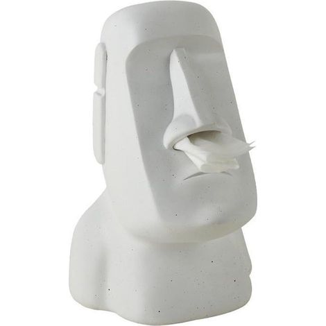 Caja de pañuelos con forma de estatua Moai de la Isla de Pascua – Dispensador de servilletas retro para hoteles, hogares y cafeterías.
