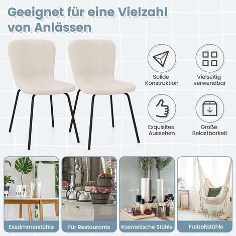 Set di 4 sedie da pranzo, beige, cuscino in velluto, struttura in metallo