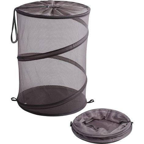 Panier à linge pliable, panier à linge en maille rétractable, panier à linge avec fermeture à cordon pour la chambre à coucher, idéal pour les vêtements et les jouets. (1/5)