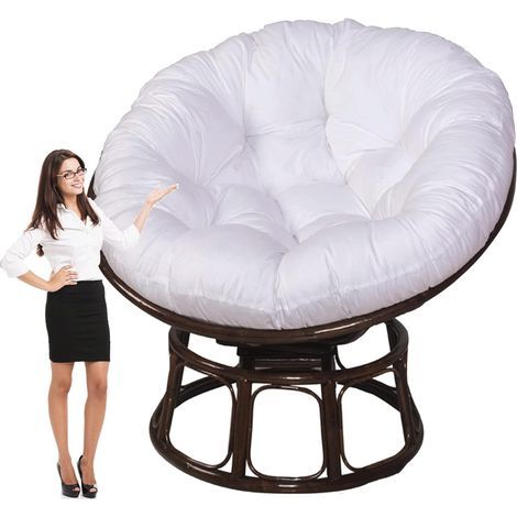 Coussin de chaise rembourré, coussin de chaise en rotin, coussin de chaise suspendue en tissu d'extérieur, coussin de chaise panier suspendu, coussin de chaise œuf pivotant à 360° (chaise non incluse) (1/5)