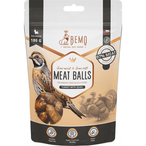 Albóndigas de pavo con codorniz - premios semiblandos para perros con codorniz 180 g