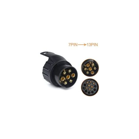 7/13 Adaptateur Prise Remorque 7 vers 13 Broches Connecteur Fiche Attelage 7 Pole a 13 Pin pour Remorque de Voiture, Tracteur, Caravane, Porte-vélo (1/5)