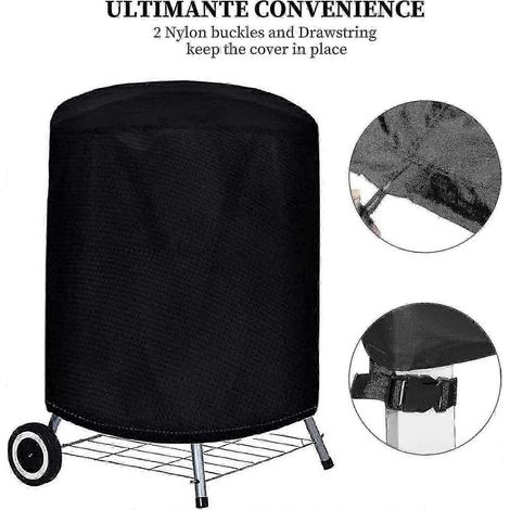 Housse ronde pour barbecue, bâche de protection pour barbecue rond, imperméable, en tissu Oxford 420d, imperméable/anti-UV/anti-poussière ( (1/3)