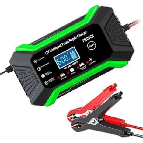 Chargeur de batterie automobile, chargeur d'entretien intelligent 12 V 6 A avec compensation de température pour batteries au plomb-acide de voiture, moto, tondeuse, bateau, norme britannique (1/5)