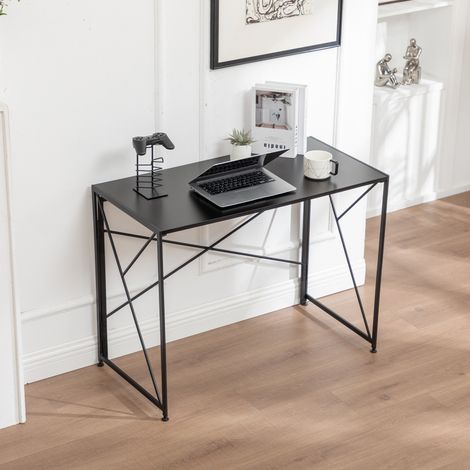 Bureau Pliable Compact 99x50x75 cm – Table d’Ordinateur / Table de Travail – Gain de Place – Montage Express – MDF Imperméable – Pour Home Office, Chambre, Salon (1/5)
