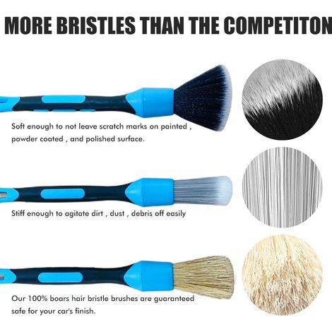 Lot de 3 Brosses de Détail Auto Douces Anti-Rayures pour Nettoyage Voiture, Outils de Nettoyage Intérieur, Tableau de Bord, Lavage Auto (1/5)