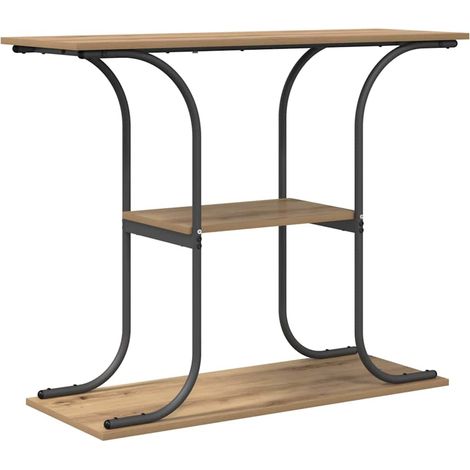 Table console，Table d'appoint，Bout de canapé，Meuble d'entrée avec étagère Chêne artisanal 101 x 35 x 80,5 cm
