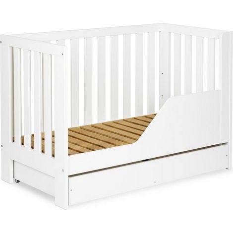 Lit bébé 120x60cm avec tiroir couleur et barrière de sécurité Blanc AMELIE Lit barreaux amovible (1/5)