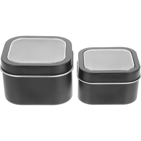 Lot de 2 Boîtes Carrées en Fer Blanc Rétro pour Rangement Bougies et Bijoux, Surface Lisse, Robuste, pour Coffrets Présents et Stockage (1/5)
