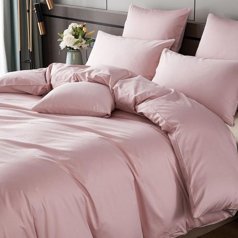 Bettwäsche-Set 155x220 cm Baumwolle Mako Satin Altrosa Öko-Tex 2x Kissenbezug 80x80 cm