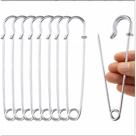 Sicherheitsnadeln – 10 cm – Silber – Für Decken, Bastelarbeiten und Stricken – 20er-Packung (1/5)