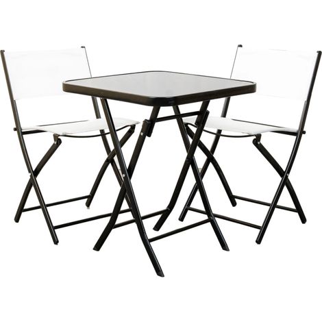 set da giardino pieghevole eurogarden "bistro" in acciaio e textilene bianco 2 sedute e tavolino (1/4)