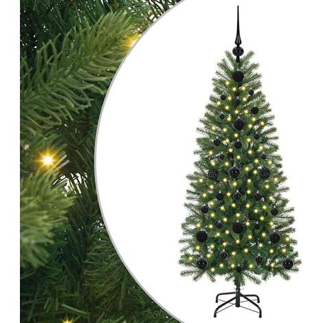 Sapin de Noël artificiel avec 150 lumières LED, vert, 120 cm, en PE et PVC. (1/5)