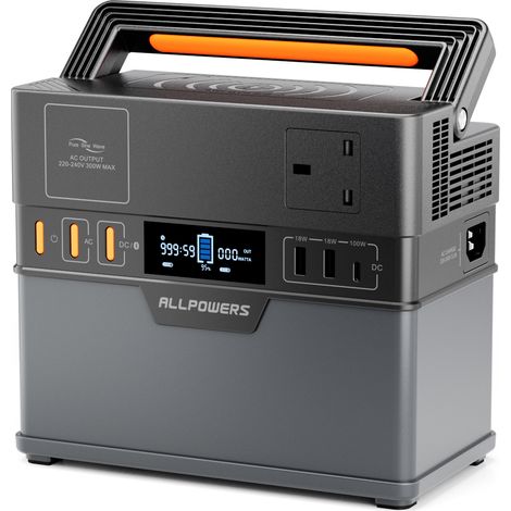 ALLPOWERS S300 PLUS 300W Portable Power Station, 288Wh Battery Backup with 110V AC Pure Sine Wave Outlets, 8W Fast Wireless Charging, Solar Generator for Camping, Travel, Emergency (1/5)