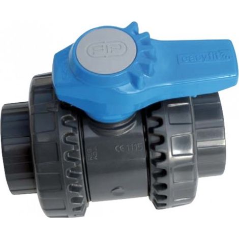 Vanne PVC pression Ø 50 mm – Boisseau sphérique PN-16 – Poignée multifonctions pour installation facile – Système de blocage de la bille – FIP