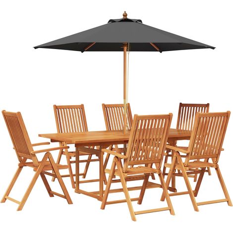 Outdoor Dining Set with Parasol 8 pcs Anthracite and Natural vidaXL (1/5)