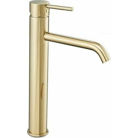 Robinet simple de lavabo doré Finition métal Hauteur 310mm Installation indépendante Forme de bec céramique (1/4)