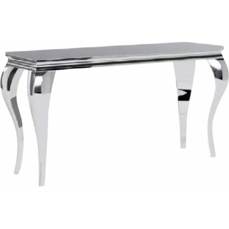 Console baroque métal & verre trempé noir 120cm Bolti