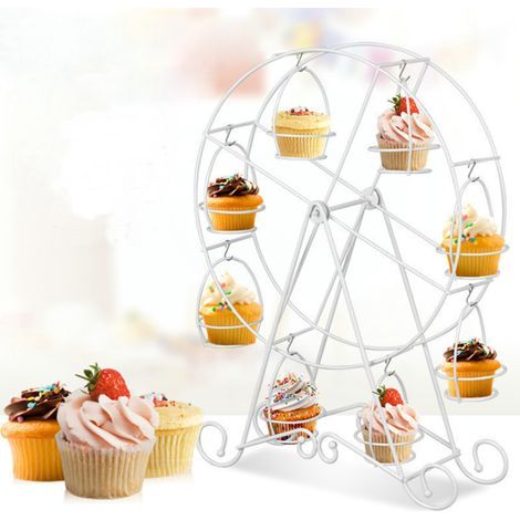 Support à cupcakes en forme de grande roue, présentoir 8 tasses, plateau de service à desserts, accessoire de décoration pour mariage et fête (1/5)