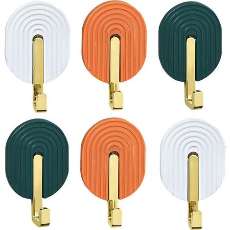 Lot de 6 crochets auto-adhésifs pour suspendre serviettes, manteaux, peignoirs et clés crochet mural étanche pour cuisine, salle de bain, bureau, placard, toilettes. (1/4)