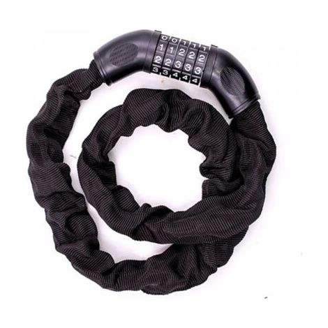 Anti-vol de vélo avec chaîne et cadenas à combinaison à 5 chiffres, 97,2 cm, Lot de 1, Noir