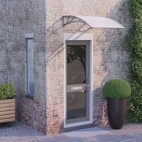 Auvent de porte Store extérieur Marquise Brise-soleil Gris et transparent 100x80 cm Polycarbonate XRYJX707889 (1/5)