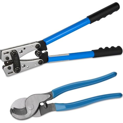 Crimpzange mit Schneidzange für Kabel – AWG 10-0, 6/10/16/25/35/50 mm², Multifunktionale Kabelschneiderzange mit rutschfestem Griff für Elektriker