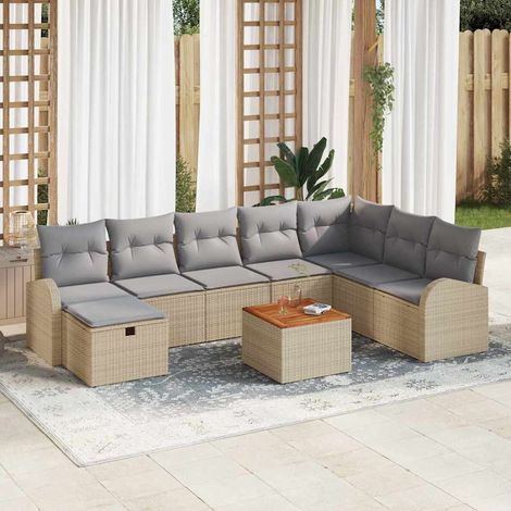 Set Divano da Giardino 9 pz Beige polyrattan vidaXL (1/5)