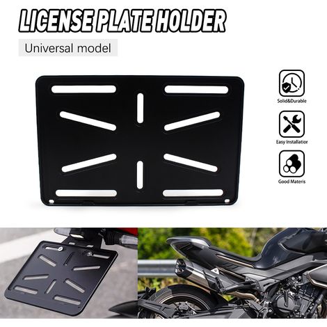 Cadre de plaque d'immatriculation pour moto, cache-plaque d'immatriculation arrière pour scooter, cadre de plaque d'immatriculation universel, cadre de plaque d'immatriculation en alliage d'aluminium 