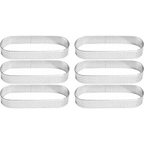 Lot de 6 Anneaux Cercle à Tarte Acier Inoxydable,Cercle a Tarte,Cercles à Tartelette,Cercle Perforé Patisserie,Résistants à la chaleur et Perforé pour Quiches,Gâteaux,Mousse (13 × 4.5 × 2CM)