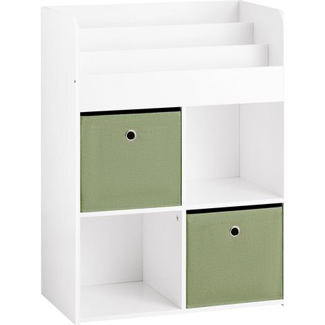 Libreria Per Bambini Scaffale Con 2 Scatole In Tessuto Organizzatore Di Giocattoli Bianco 60x34x80cm KMB79-W SoBuy (1/5)