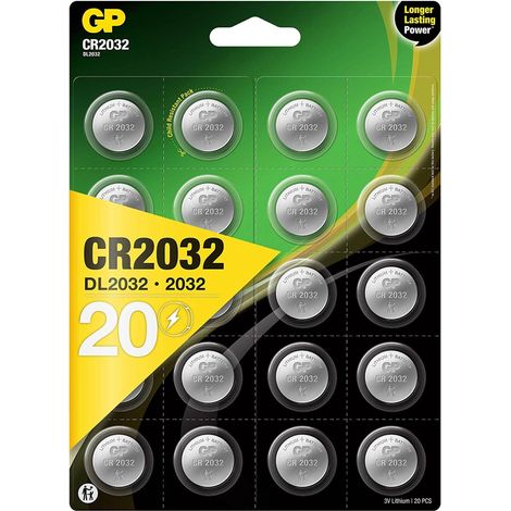 'GP 8716778919841 CR2032 Pilas de Litio Pilas de botón 3 V, 20 Unidades de Marca Ware, 2 x 2 x 0,3 cm (1/5)