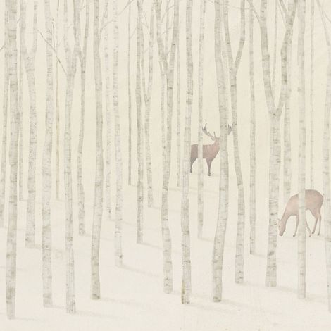 papier peint panoramique cerf beige sur blanc  - Komar (1/4)