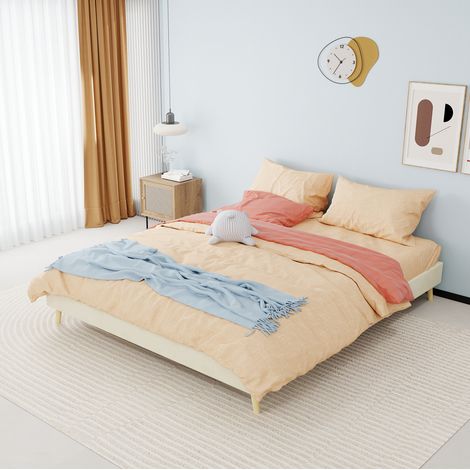 Cama matrimonio tapizada 160x200 beige OKMYHOME (1/5)
