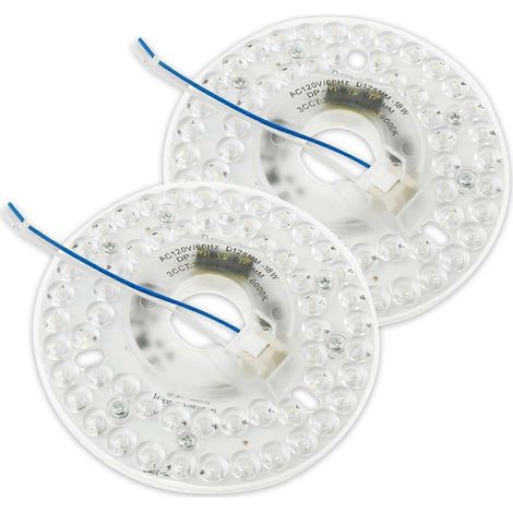 Kit de 2 éclairages LED 12,5 cm (4,9 po) et 18 W pour ventilateur de plafond, 3 températures de couleur, installation magnétique, pour la maison et le garage.
