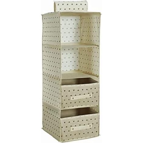 King Home ORDINATORE CON 2 CASSETTI BIG IN TNT PANNA 30x30x80h cm (1/4)