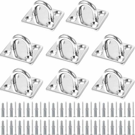 8 PCS Plaque Oeillet Acier Inoxydable, Plaque à Oeillet Fixation pour Voile d'Ombrage Plaque à Œillets en Acier Inoxydable pour Bateau Plafond Mural Balançoire Hamac Marine-LIAIKI (1/5)