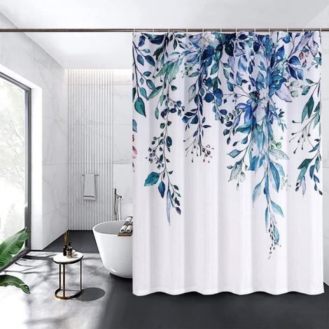 Rideau de Douche Floral avec 12 Crochets, Rideaux de Douche en Polysilicium Imperméable, Lavable Machine, Séchage Rapide, 180x200cm (1/4)