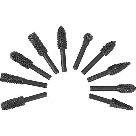 10-teiliges Set elektrischer Rotationsfräser für Holzbearbeitung und Schnitzarbeiten, 1/8-Zoll-Schaft