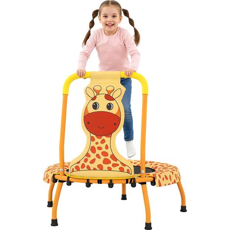 Mini trampoline orange pour enfant avec poignée rembourrée, tapis sûr et pieds antidérapants pour maison, jardin et salle de jeux (1/5)