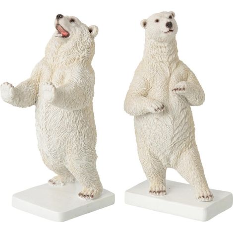 Lot de 2 Serre-Livres Ours "Ruben" 30cm Blanc (1/4)