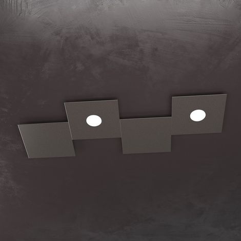 Plafoniera moderna top light eccentric 1156 2l2d gx53 led metallo lampada parete soffitto, finitura metallo marrone