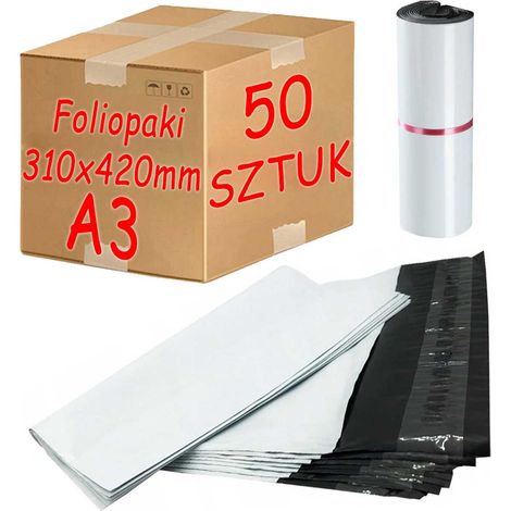 Buste postali in polietilene bianche formato A3 (310x420 mm) - 50 pezzi.