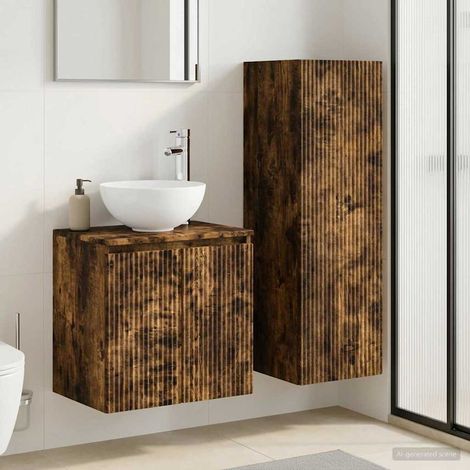 vidaXL Bathroom Furniture Set 2 pcs Smoked Oak 33 x 34.5 x 100 cm (1/5)