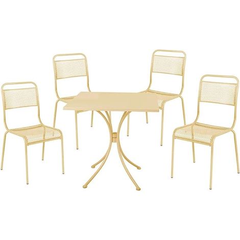 Garden Friend Salotto Ocean in acciaio tavolo e 4 sedie color crema