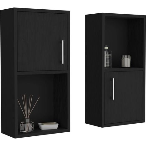 Set di mobili da bagno in melamina con 4 ripiani e 2 ante (1/5)