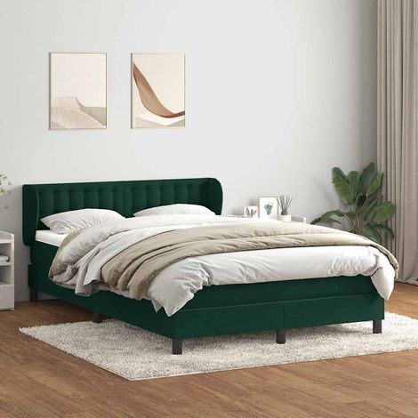 Sommier à lattes de lit et matelas vert foncé 160x220cm velours
